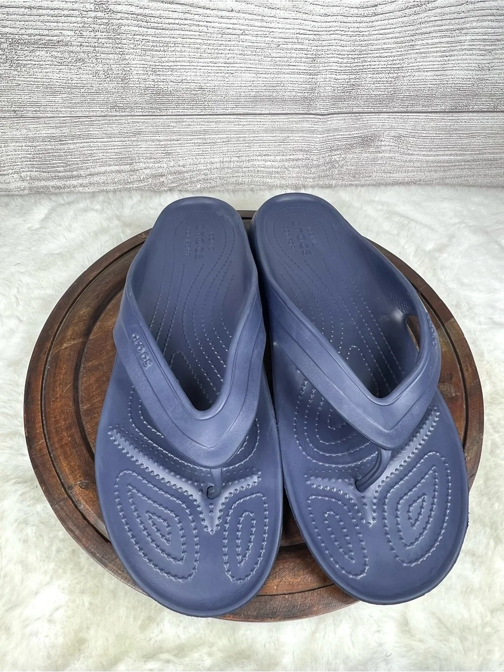 Crocs Kadee II Blue Flip Flops Thong Sandals Size Men's 13 Shoes Beach Vacation